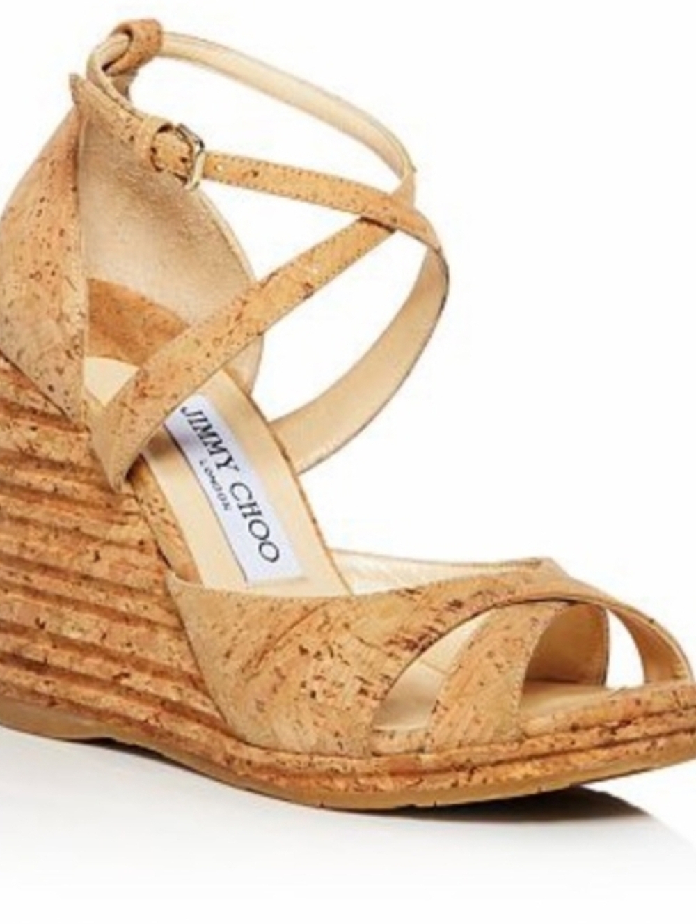 Jimmy Choo Alanah 105 Cork Platform Wedge Sandals Size 37